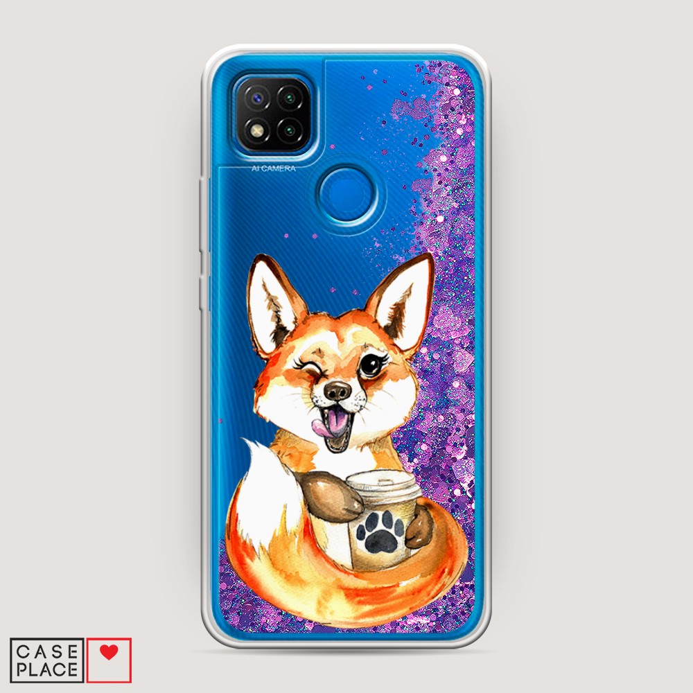 

Чехол Awog на Xiaomi Redmi 9C "Подмигивающая лиса с кофе", Разноцветный, 39092-1