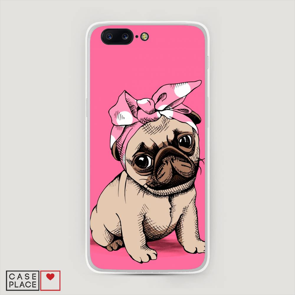 

Чехол Awog на OnePlus 5 / ВанПлас 5 "Dog Pin-Up", Розовый;бежевый, 150250-2