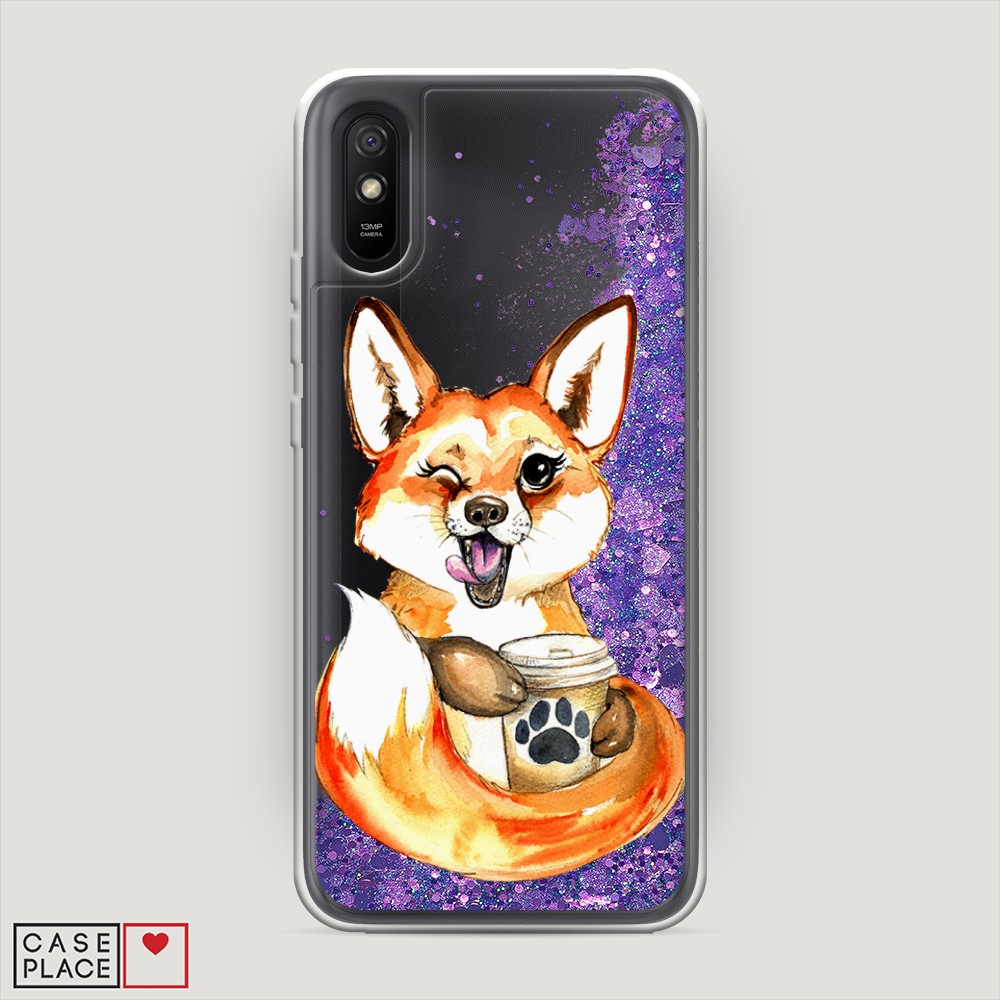

Чехол Awog на Xiaomi Redmi 9A "Подмигивающая лиса с кофе", Разноцветный, 38992-1