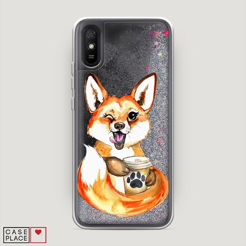 

Чехол Awog на Xiaomi Redmi 9A "Подмигивающая лиса с кофе", Разноцветный, 38991-1