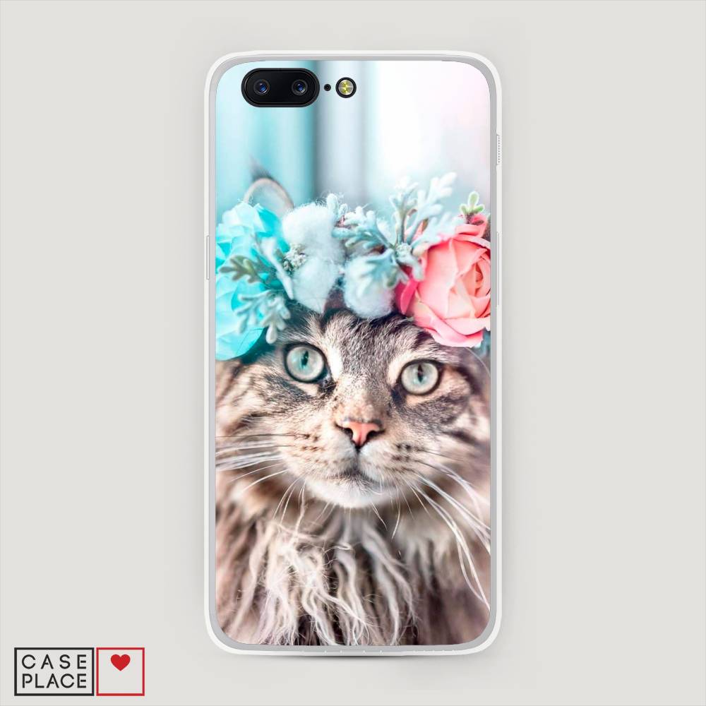 

Чехол Awog на OnePlus 5 / ВанПлас 5 "Кот в венке", Серый;голубой;розовый, 150250-2