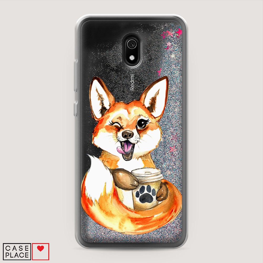 

Чехол Awog на Xiaomi Redmi 8A "Подмигивающая лиса с кофе", Разноцветный, 37291-1