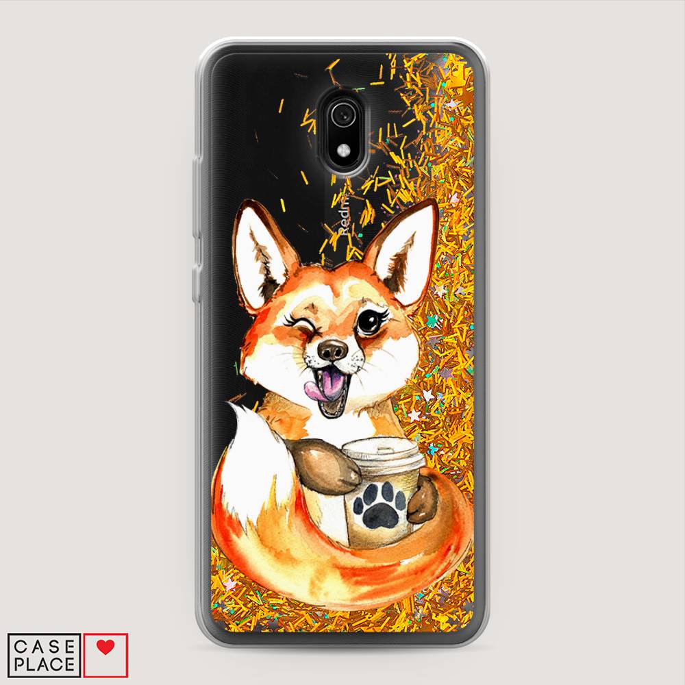 

Чехол Awog на Xiaomi Redmi 8A "Подмигивающая лиса с кофе", Разноцветный, 37290-1