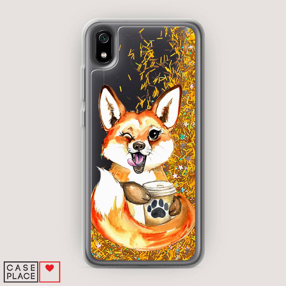 

Чехол Awog на Xiaomi Redmi 7A "Подмигивающая лиса с кофе", Разноцветный, 35490-1