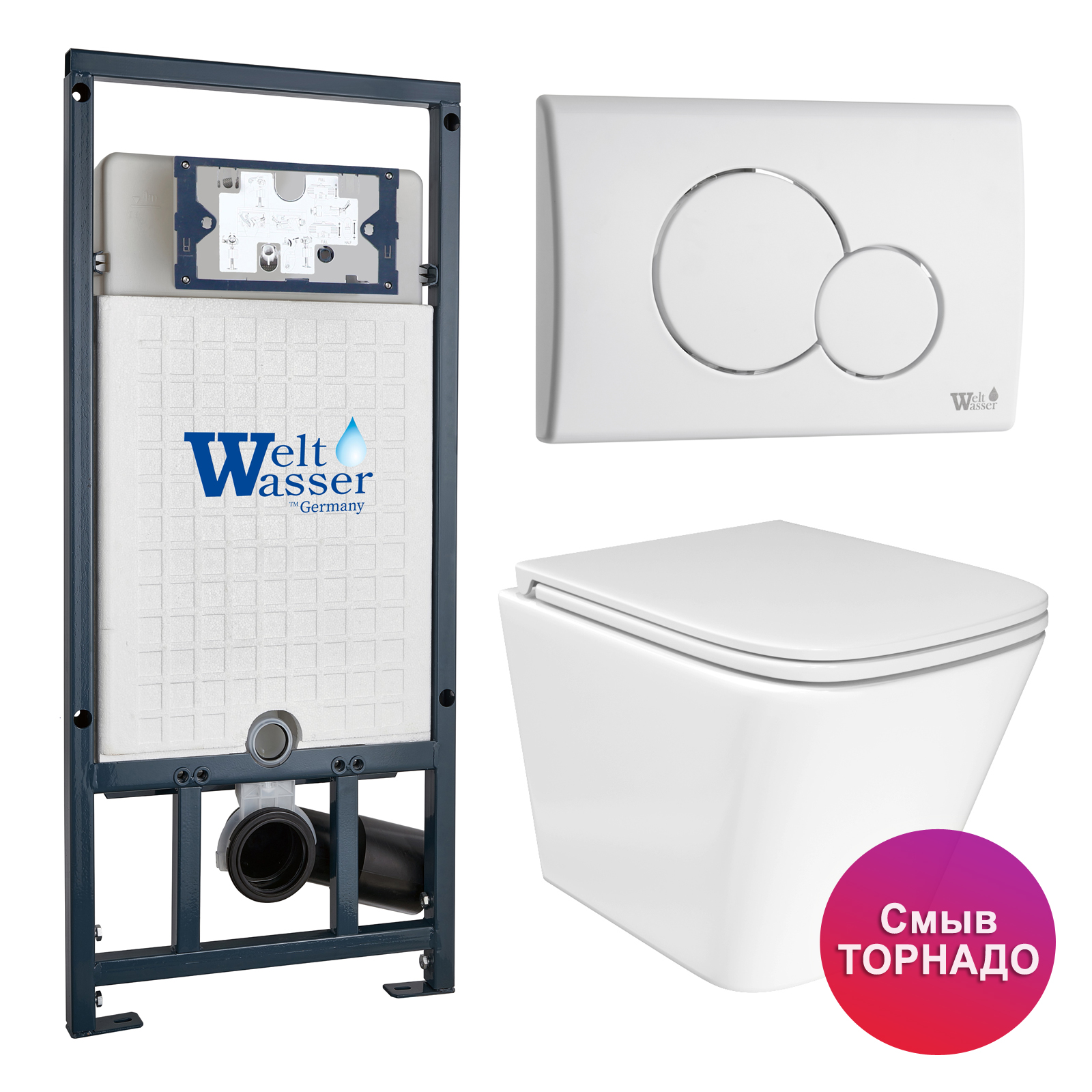 

Инсталляция Weltwasser Mar 507 + кнопка Mar 507 RD GL-WT белая + Verna T JK3031025 унитаз, Marberg JKS303507RGW