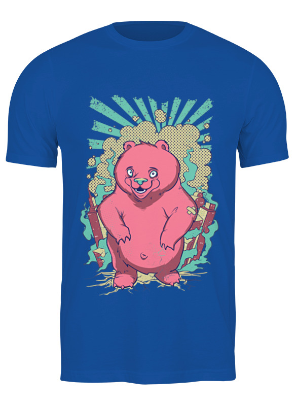 

Футболка мужская Printio Розовый мишка синяя 2XL, Синий, Розовый мишка