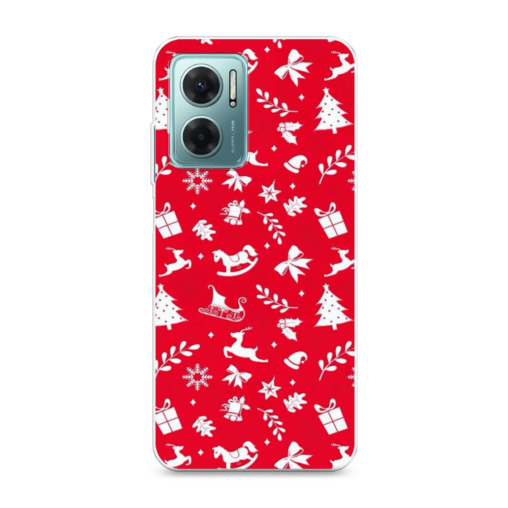 

Чехол на Xiaomi Redmi 10 5G "Красный новогодний фон", Красный;белый, 313550-5
