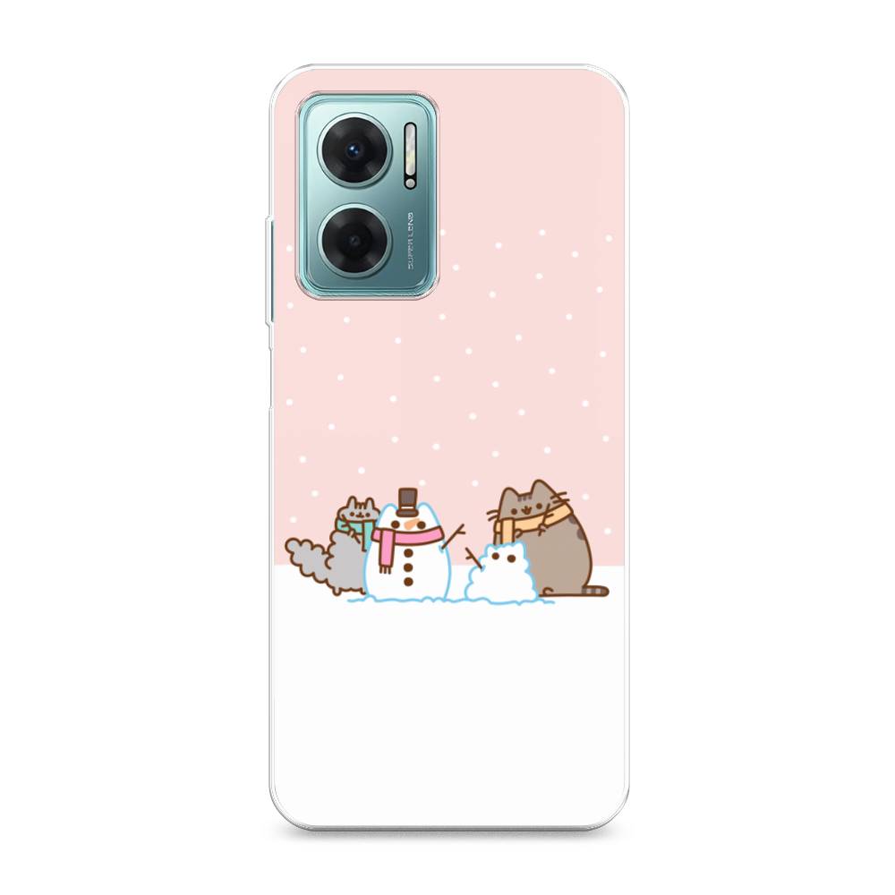 

Чехол на Xiaomi Redmi 10 5G "Котики в снегу", Розовый;белый;серый, 313550-5