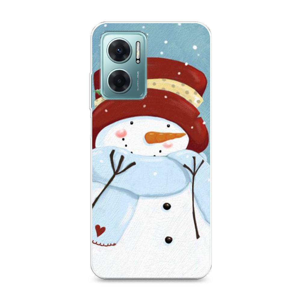 

Чехол на Xiaomi Redmi 10 5G "Застенчивый снеговик", Голубой;белый;красный, 313550-5
