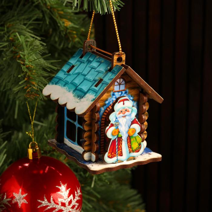 

Елочная игрушка Домик с дедом морозом 4663155 2 шт. разноцветный, Домик с дедом морозом