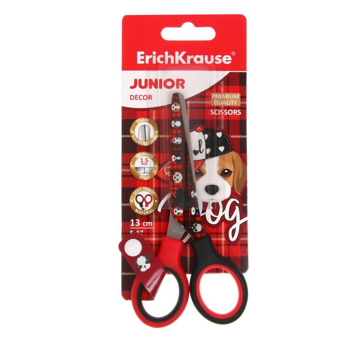 Ножницы детские 13 см, ErichKrause Junior Decor Dog, с принтом на лезвиях