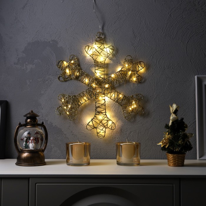 

Световая фигура Luazon Lighting Снежинка 9609080 белый теплый, Снежинка