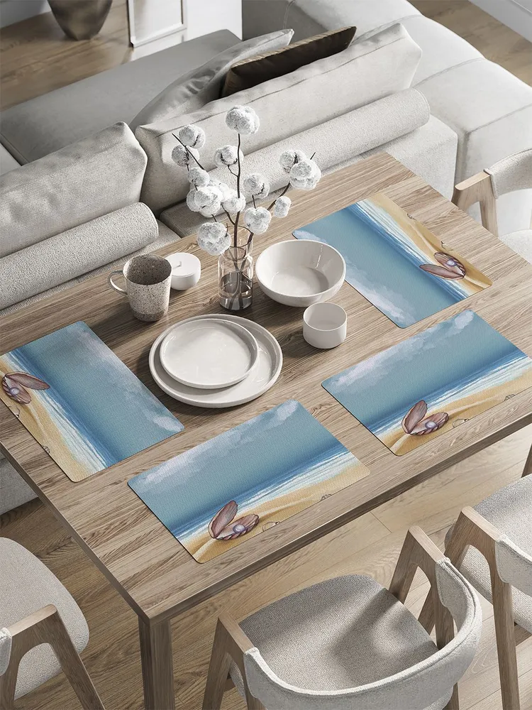 

ser002_385244_30x46 Комплект салфеток с закругленным краем с фотопринтом 46x30 см (4 шт.), Голубой;бежевый;белый