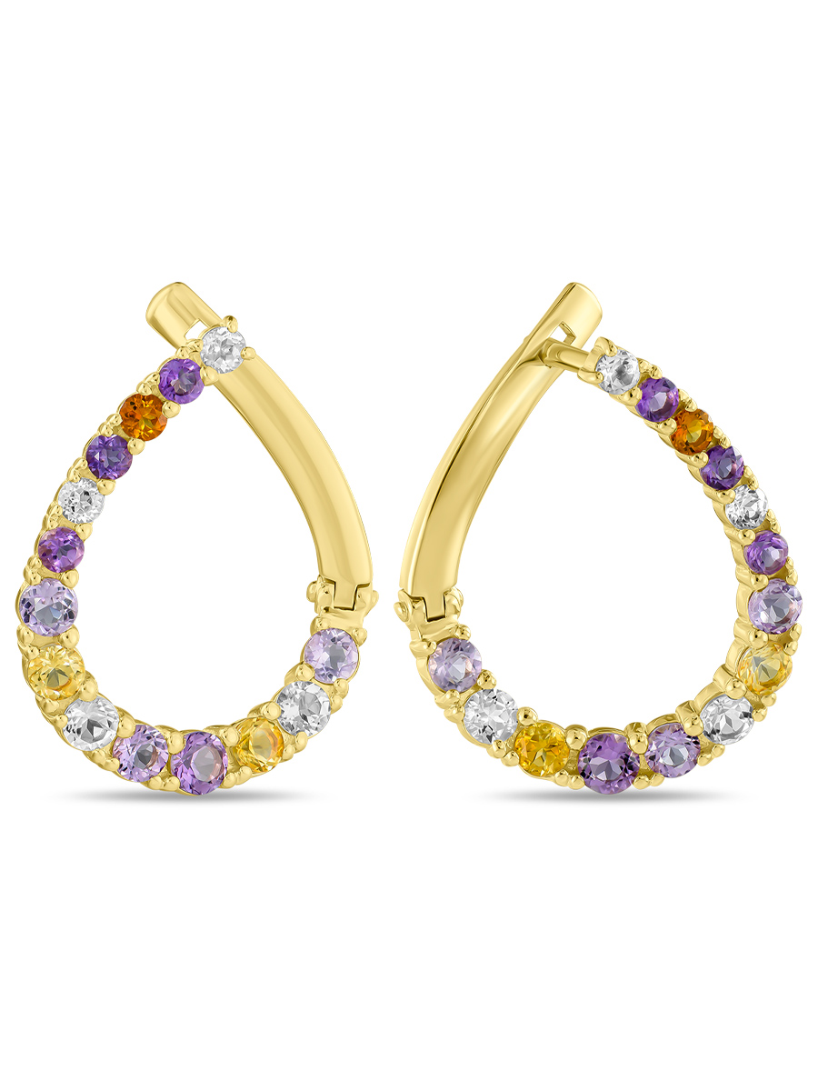 Серьги из желтого золота MIUZ Diamonds E2020-098022, аметист/топаз/цитрин
