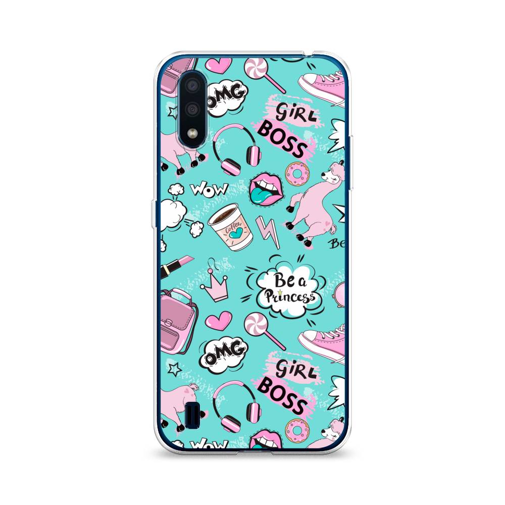

Чехол Awog на Samsung Galaxy M01 / Самсунг M01 "Стильная лама", Голубой;белый;розовый, 2101150-1