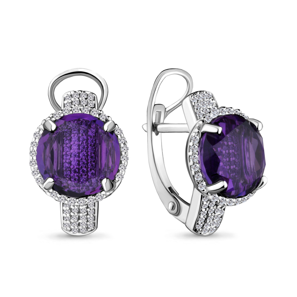 

Серьги из серебра с аметистом Aquamarine 4444429А_925_р, 4444429А_925_р