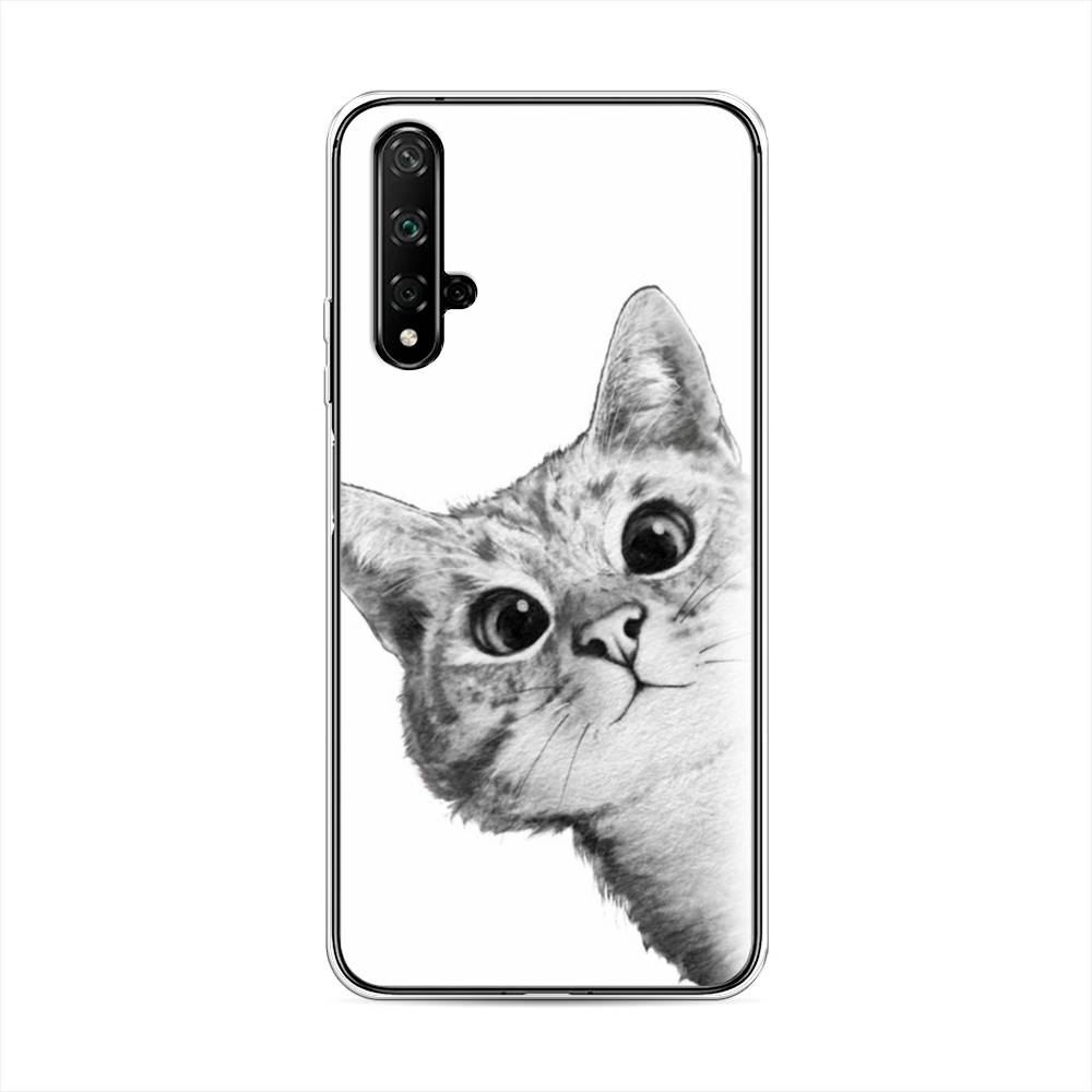 фото Чехол awog "кот рисунок черно-белый" для honor 20