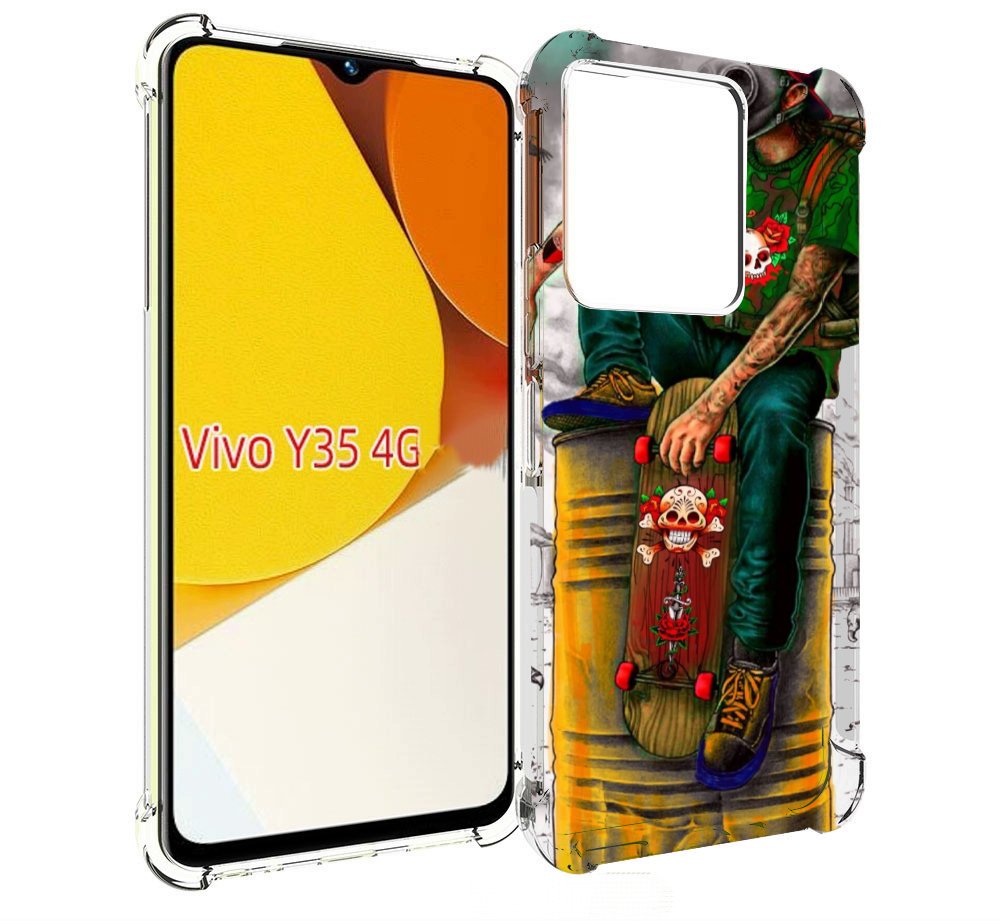 

Чехол MyPads скейтер в противогазе для Vivo Y35 4G 2022 / Vivo Y22, Прозрачный, Tocco
