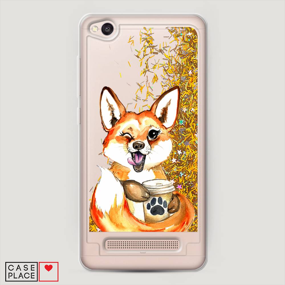 

Жидкий чехол с блестками "Подмигивающая лиса с кофе" на Xiaomi Redmi 4A, 31390-1