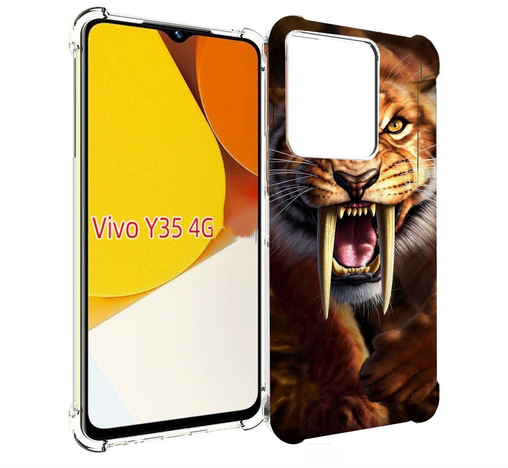 

Чехол MyPads саблезубый злой тигр для Vivo Y35 4G 2022 / Vivo Y22, Прозрачный, Tocco