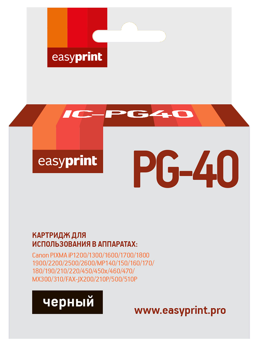 фото Струйный картридж easyprint ic-pg40 (pg-40/pg 40/pg40/40) для принтеров canon, черный