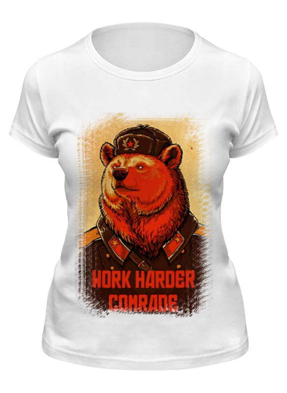 

Футболка женская Printio Comrade bear белая S, Белый, Comrade bear