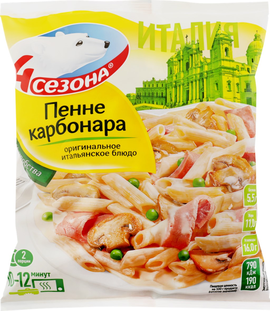 

Пенне 4 сезона карбонара Итальянское блюдо