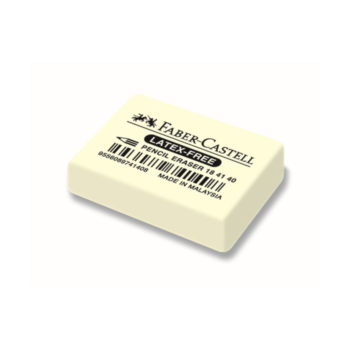 

Ластик Faber-Castell каучук 7041 40х27х13, для графитных и цветных карандашей, белый