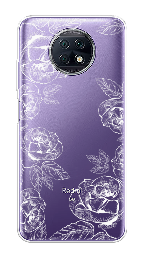 

Чехол на Xiaomi Redmi Note 9T "Розы графика", Черный;серый, 39650-2