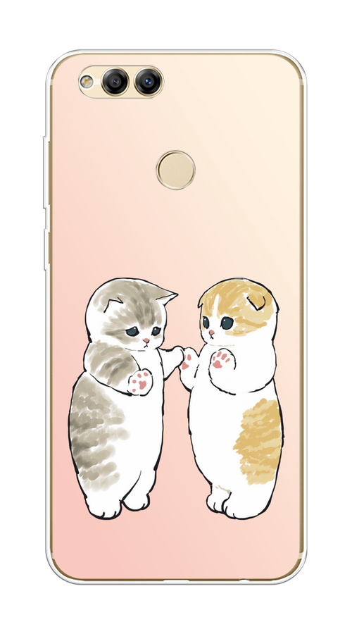 

Чехол на Honor 7X 2017 "Пухлые котики", Розовый;бежевый;серый, 63750-1