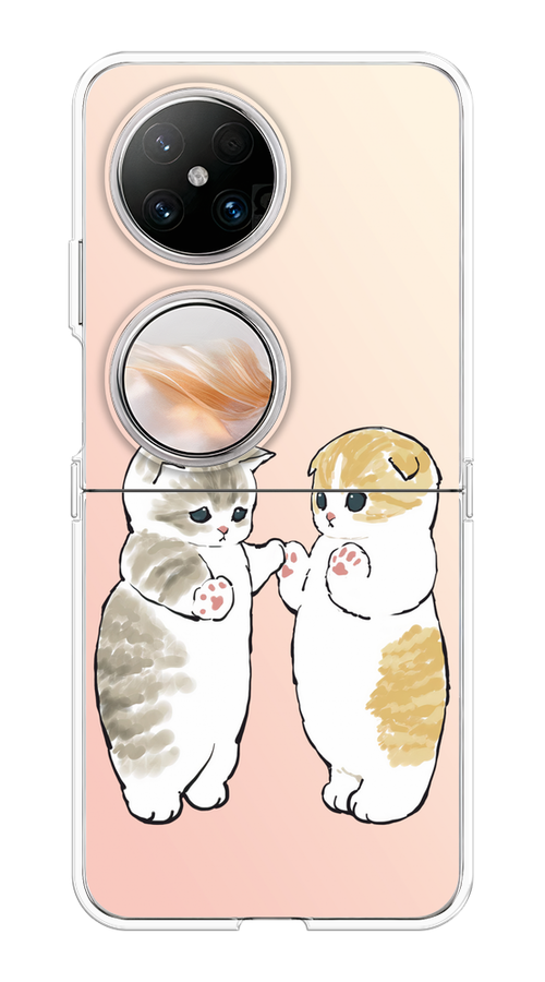 

Чехол на Huawei Pocket 2 "Пухлые котики", Розовый;бежевый;серый, 6123850-1