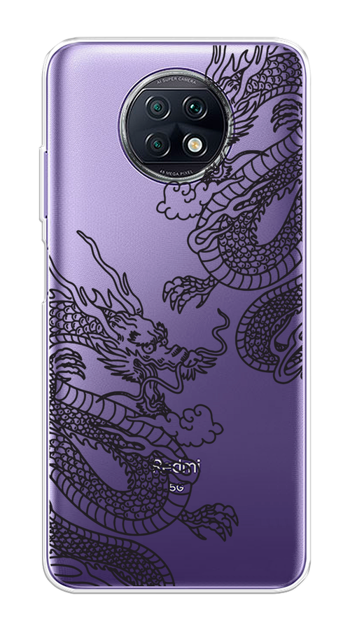 

Чехол на Xiaomi Redmi Note 9T "Два китайских дракона", Серый;черный, 39650-1