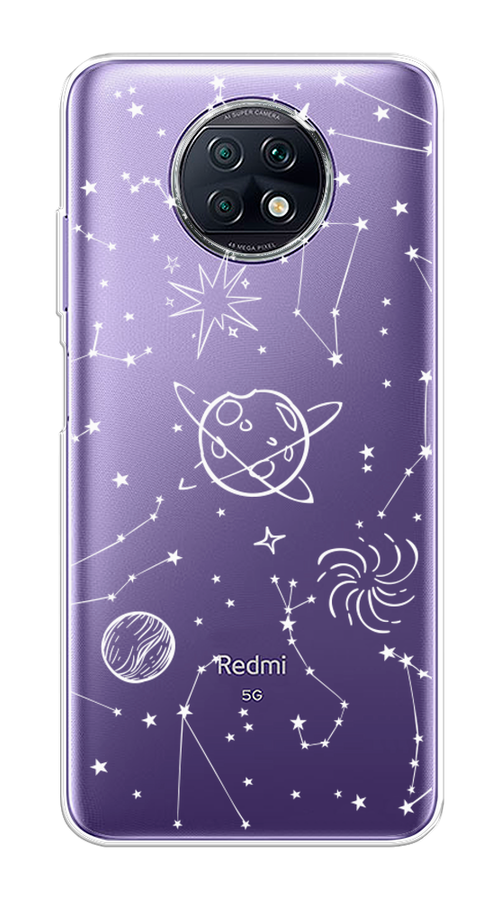 

Чехол на Xiaomi Redmi Note 9T "Планеты в космосе", Белый, 39650-2