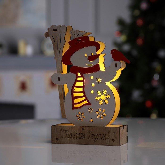 

Новогодний светильник Luazon Lighting Снеговик 9594187 белый теплый, Снеговик