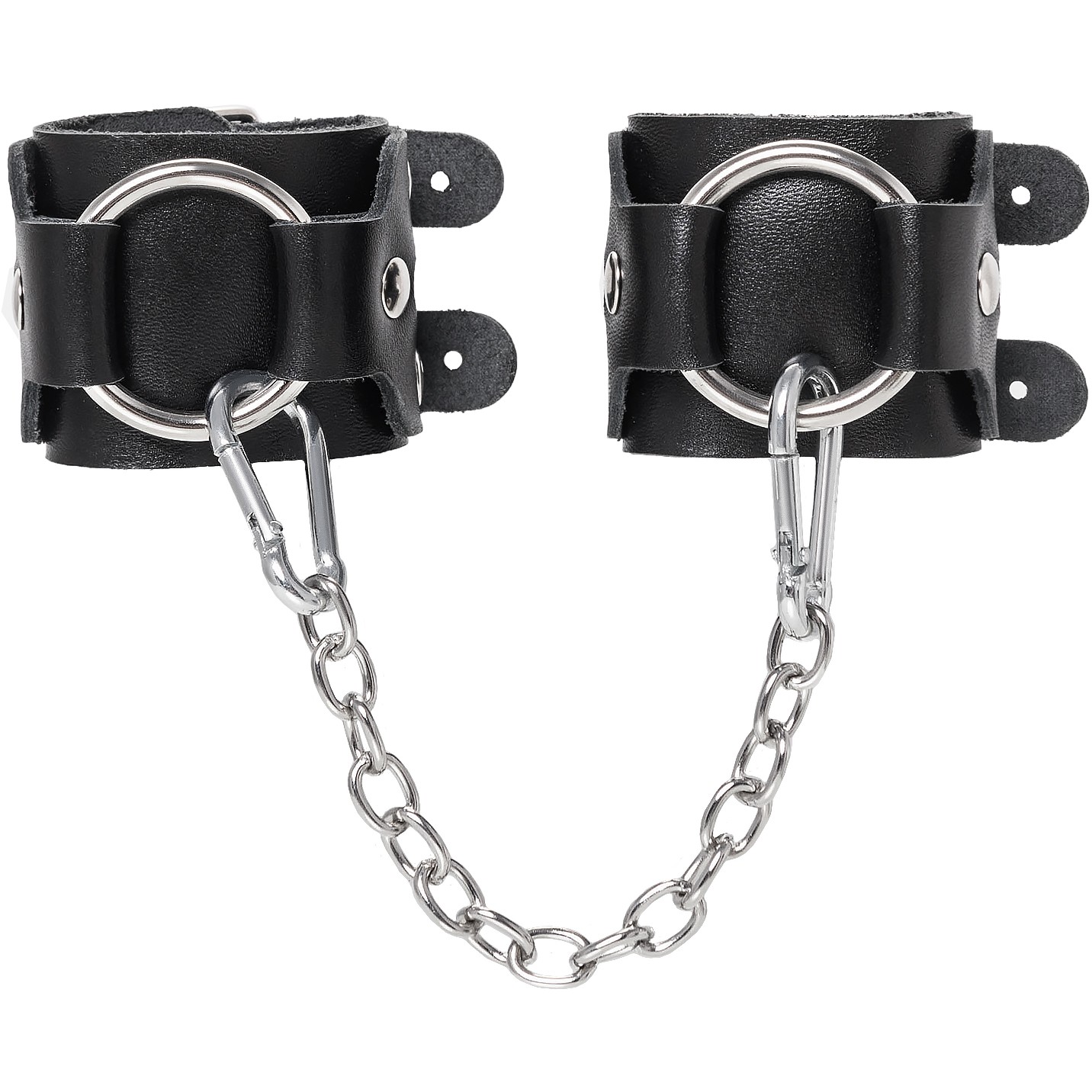 Наручники-браслеты Pecado BDSM, с двумя ремешками, натуральная кожа, чёрные