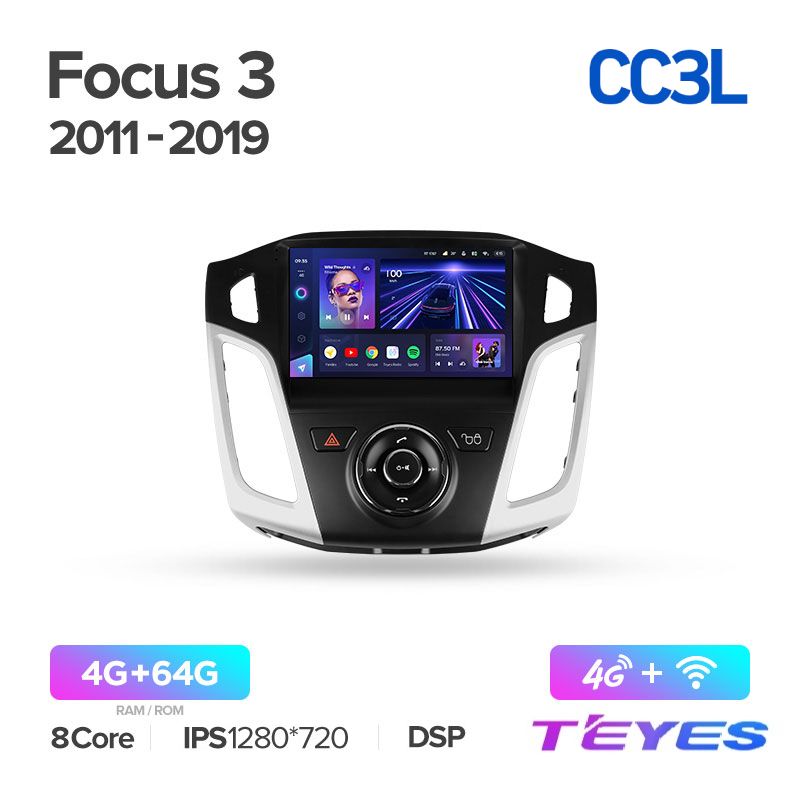 

Магнитола Teyes CC3L 4/64 9" для Ford Focus 3 Mk 3 2011-2019, CC3L 4/64 9"