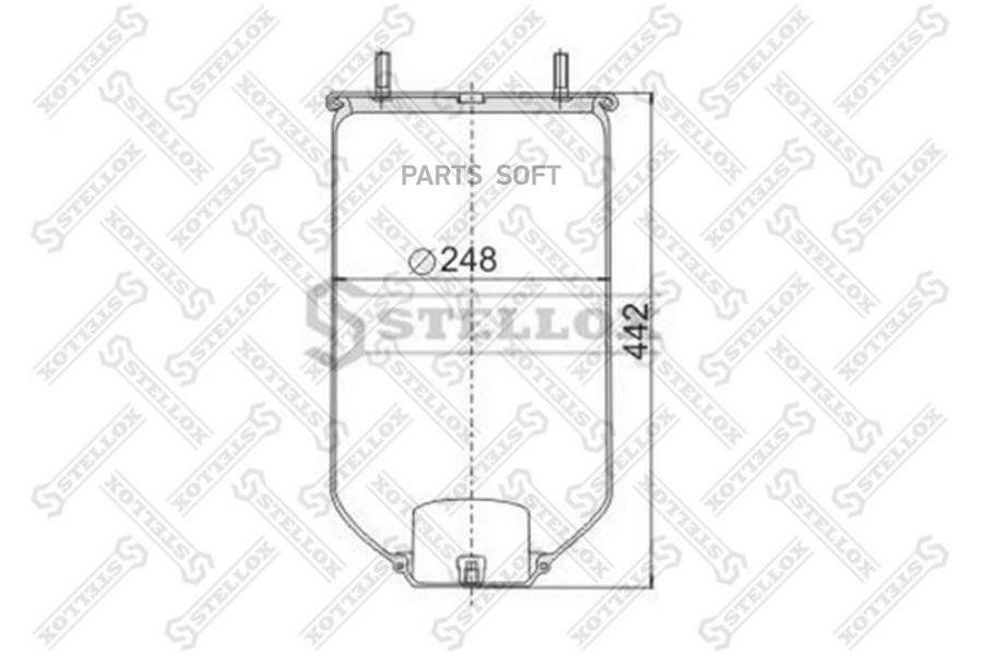 

STELLOX 90-40220-SX_пневмоподушка без стакана !2 шп.M12смещ.25. 1отв.штуц.M22. Н: 1отв. M1, 9040220SX