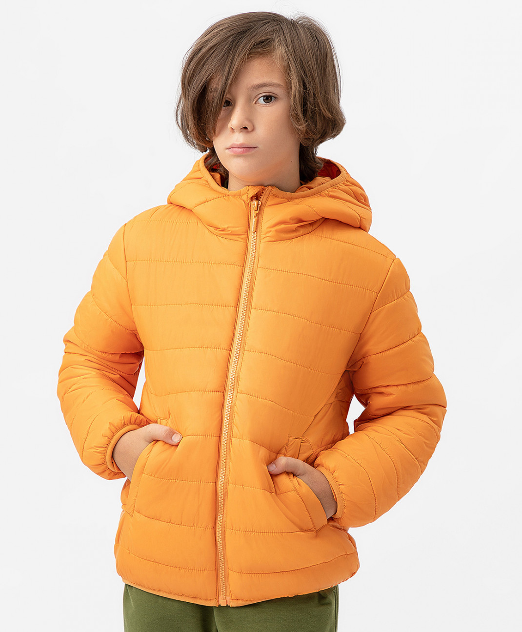Куртка демисезонная базовая с капюшоном оранжевая Button Blue 222BBBB41016100 р.158