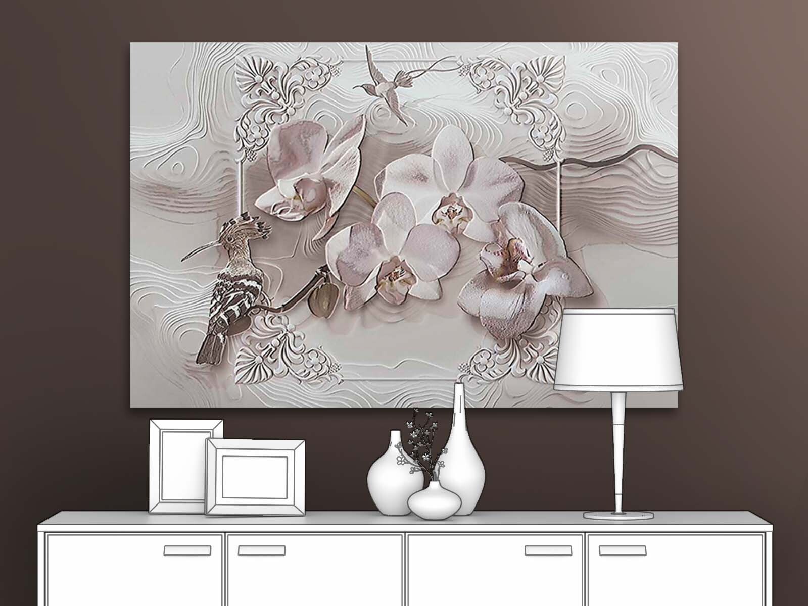 

Картина на стену для интерьера ПЕРВОЕ АТЕЛЬЕ "Удод и орхидея" 115х77 см, Удод и орхидея