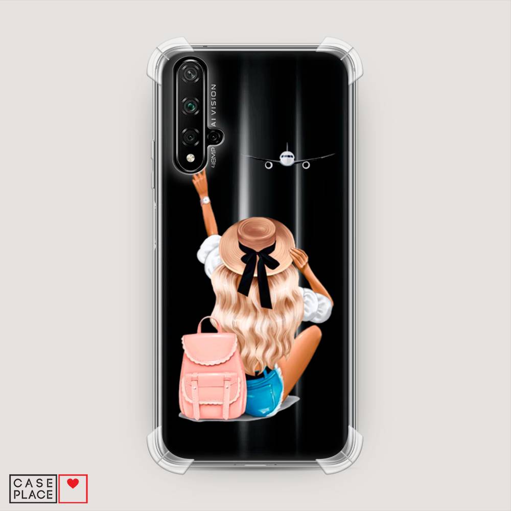 

Чехол Awog "Автостопом самолетом" для Honor 20, Бежевый;розовый;голубой, 69551-1