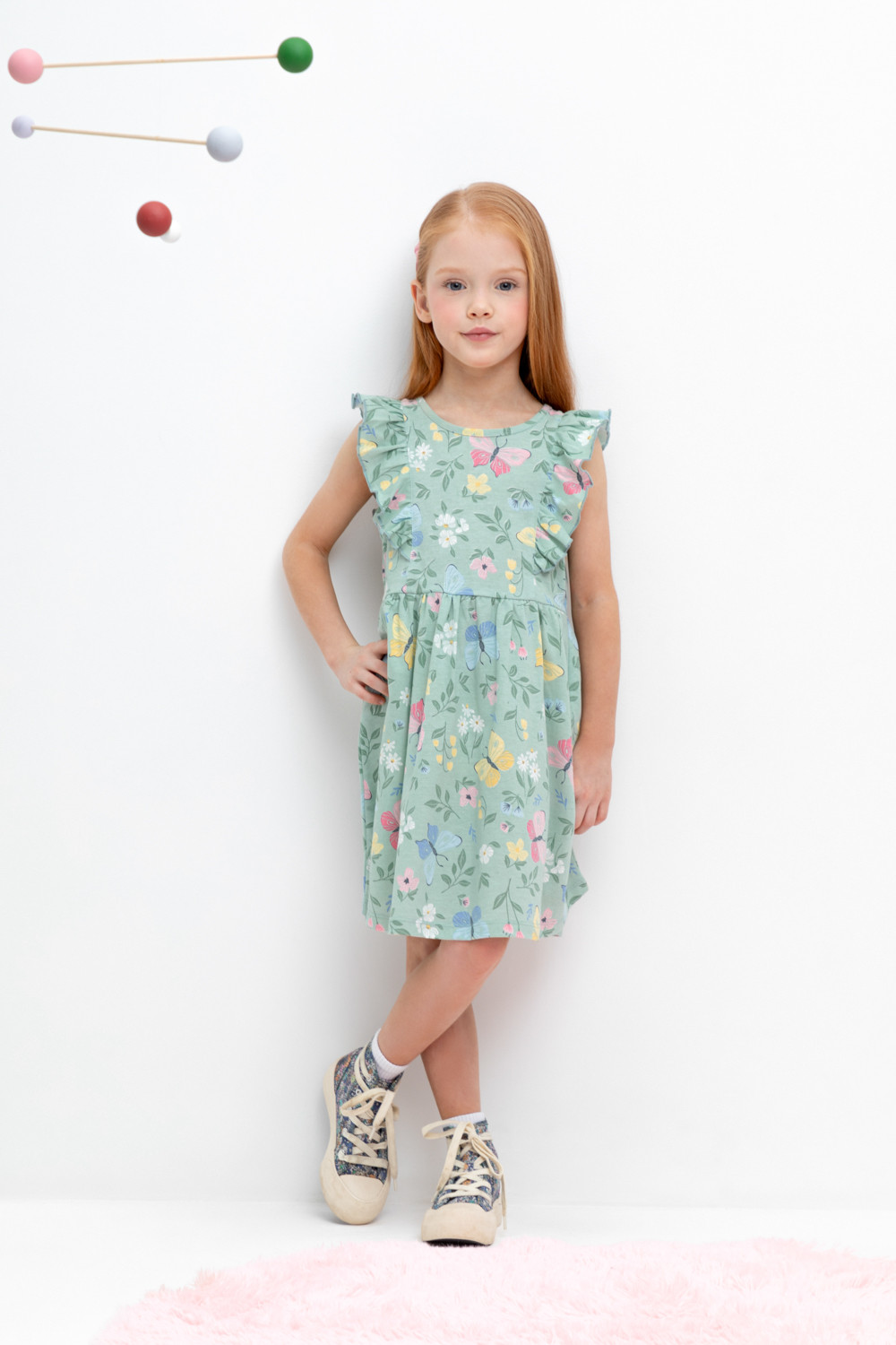 Платье детское CROCKID М 3202 D-1, голубая дымка, бабочки, 104 mjolk платье без рукавов бабочки
