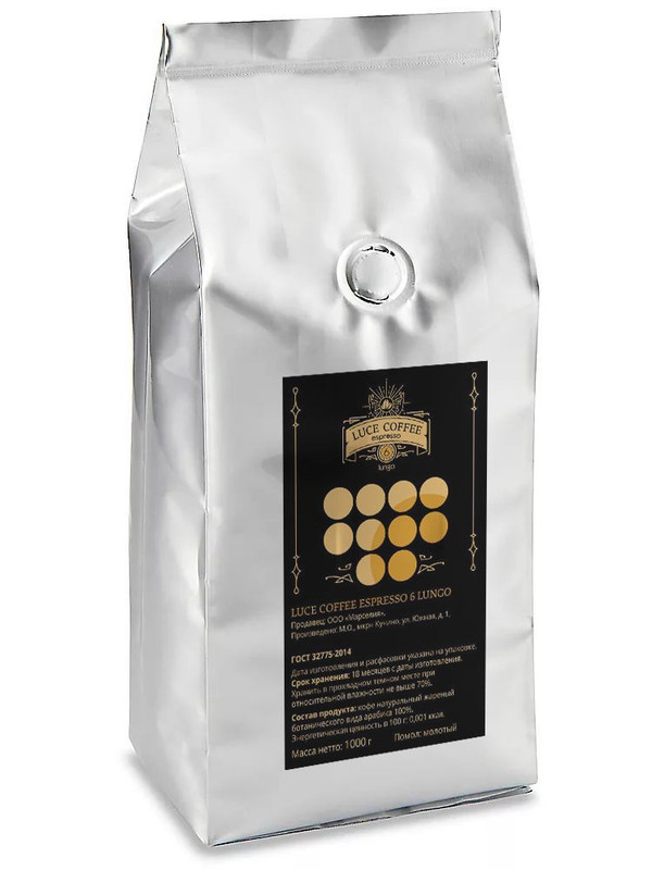 

Молотый кофе LUCE COFFEE Espresso 6 Lungo, 1 кг, Молотый кофе LUCE COFFEE espresso