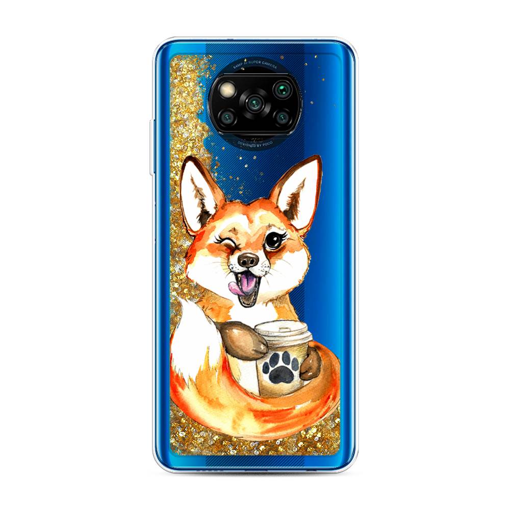 

Чехол Awog на Poco X3/X3 Pro "Подмигивающая лиса с кофе", 39290-1