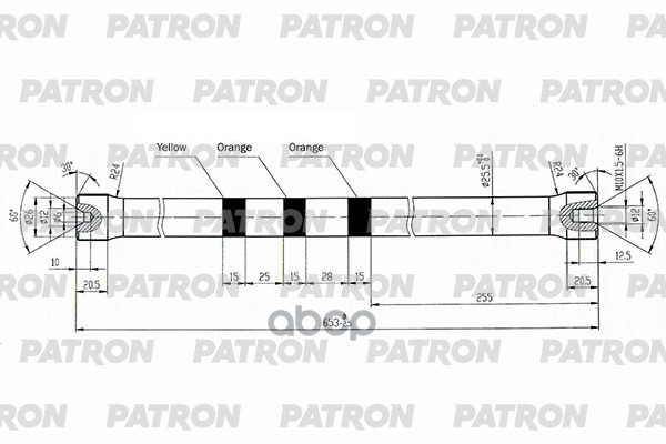 PATRON Торсион правый RENAULT 19, Megane, Kangoo KC0 FC0 L653мм d25,5мм 30-31 зуб.