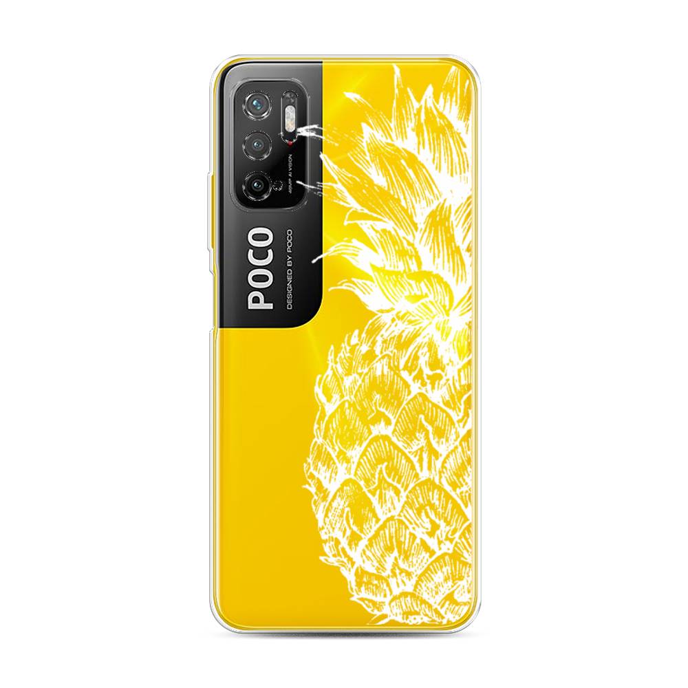 

Чехол Awog на Poco M3 Pro "Ананас графика белая", Разноцветный, 311050-10