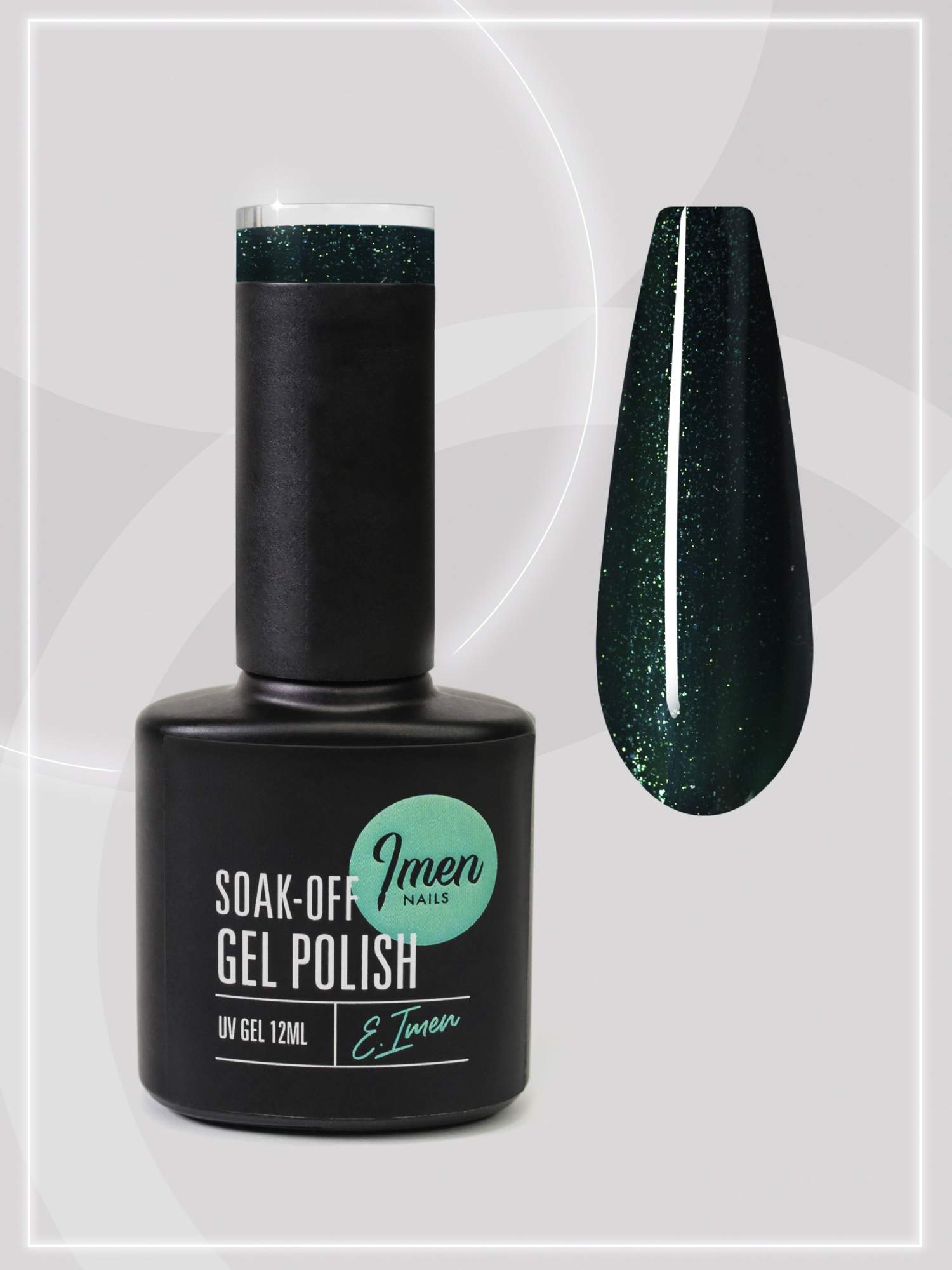 

Гель-лак Imen DB009 зеленый с блестками, гель лак имень