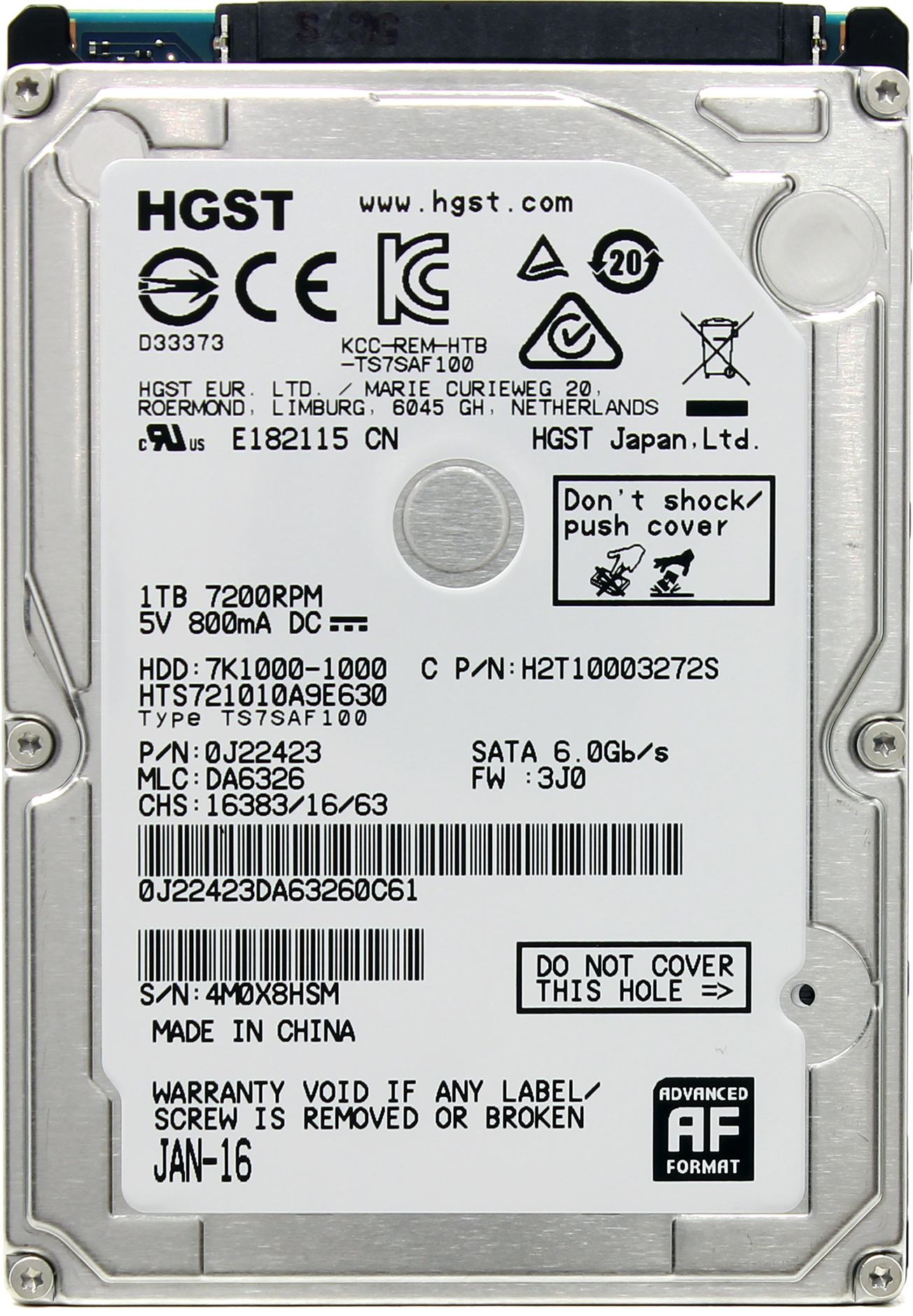 фото Жесткий диск hgst travelstar 7k1000 1тб (hts721010a9e630)