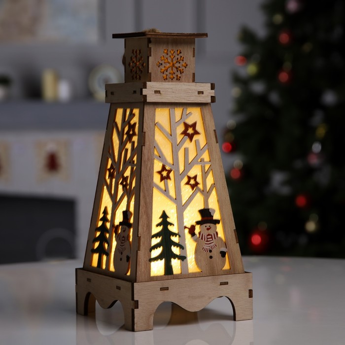 

Елочная игрушка Luazon Lighting Снеговик в лесу свечение теплое белое 9594152 1 шт бежевый, Снеговик в лесу свечение теплое белое