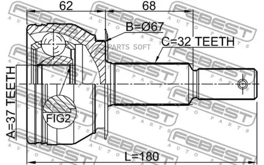 

FEBEST Шрус наружный задний 37x67x32 FEBEST 0210-R51R37