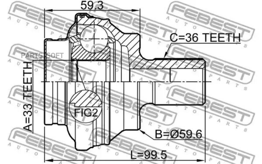 

FEBEST Шрус наружный задний 33x59.5x36 FEBEST 2310-CCR